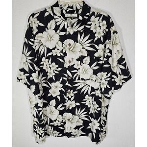 Tommy Bahama Button Down Men's XL‎ 100% Silk Hawaiian Floral Tropical Classic